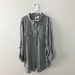 Gray long Sleeve Button Up